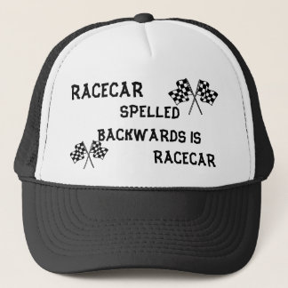 RACECAR A ORTHOGRAPHIÉ VERS L'ARRIÈRE LE CASQUETTE
