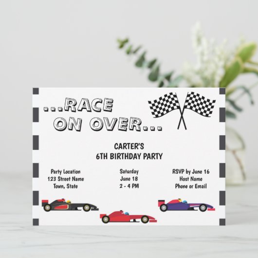 Racecar Invitation Anniversaire (Debout devant)