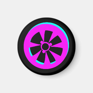 Racecar Rim Neon Pink Black Magneet