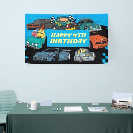 Racefeedbackdrop, surffeest, auto spandoek (Beurs)