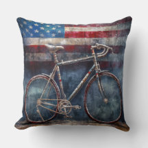 racefiets op achtergrond van Amerikaanse vlag in a