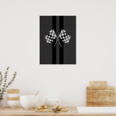 Raceflakken op stripes Carbon Fiber-achtige stijl Poster (Keuken)