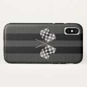 Raceflakken op zwarte strippes Case-Mate iPhone case (Achterkant (horizontaal))