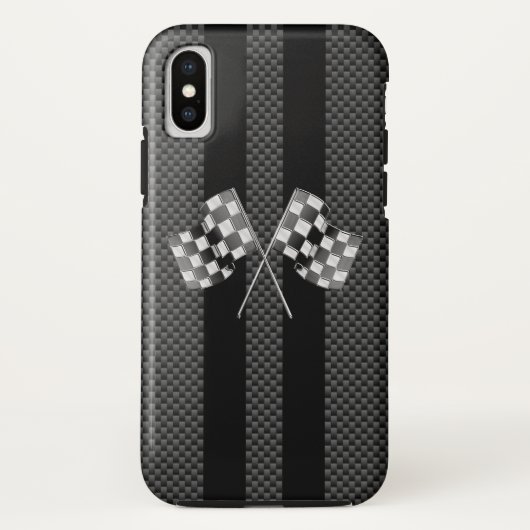 Raceflakken op zwarte strippes Case-Mate iPhone case (Achterkant)