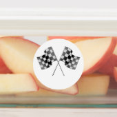 Raceflakken op zwarte strippes labels (Aangebracht)