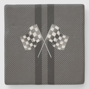 Racefluiken in koolstofvezelstijldecor stenen onderzetter