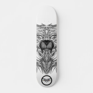Racegene zwarte en witte surrealistische lijnkunst skateboard