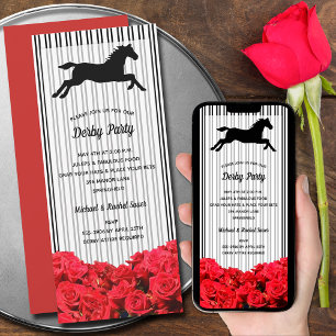 Racehorse en Rozen Derby Party Kaart