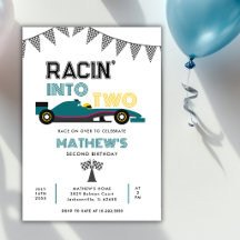 Racen in twee raceauto's 2e verjaardagsfeestje