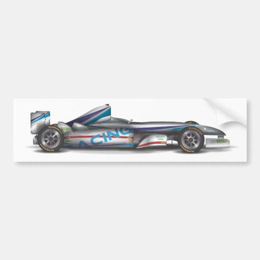 Racende auto bumpersticker (Voorkant)