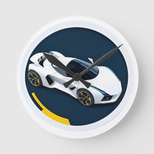 Racende auto met dynamisch ontwerp ronde klok