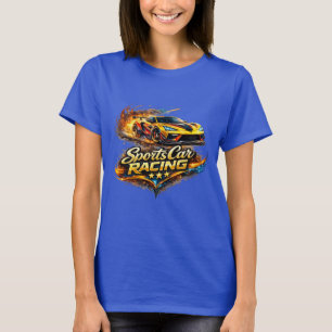 Racende sportauto vuur grafische vrouwen basic T-s T-shirt