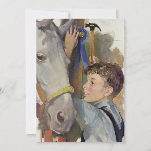  racepaard, Blue Ribbon Winnaar met een Jongen (Voorkant)