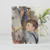  racepaard, Blue Ribbon Winnaar met een Jongen (Staand voorkant)