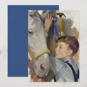  racepaard, Blue Ribbon Winnaar met een Jongen (Voorkant / Achterkant)