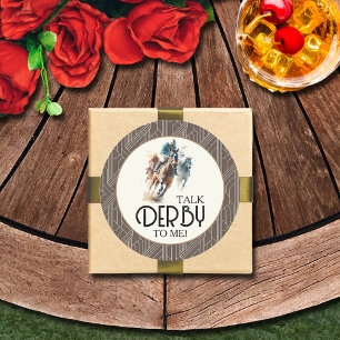 Racepaarden en jockeys Derby Brown Ronde Sticker