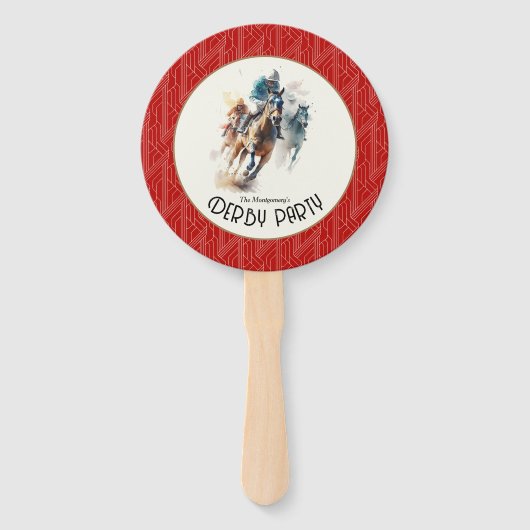 Racepaarden en Jockeys Derby Party Rood Handwaaier (Achterkant)