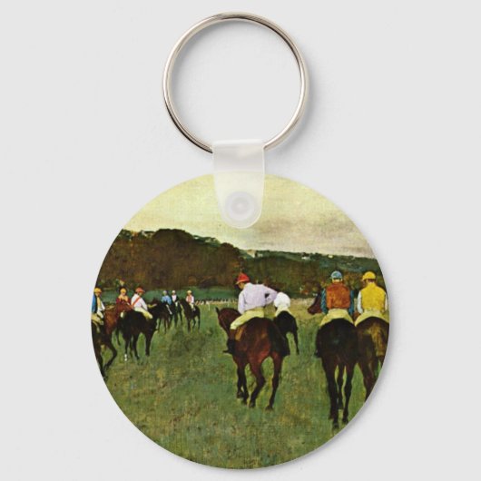 Racepaarden in Longchamp door Edgar Degas Sleutelhanger (Voorkant)