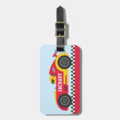 Racer in Gele en Rode Race Kinderen Bagagelabel (Voorkant verticaal)