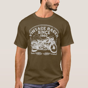 racer sinds 1960: motorfietsenmotor met oproermot t-shirt