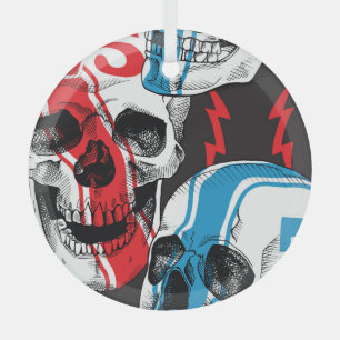 Racer Skull: naadloze rebellie. Glas Ornament