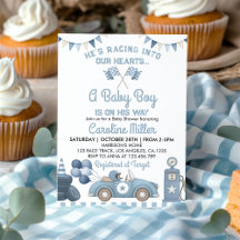 Racerauto Blauwe Jongen Baby Shower