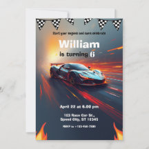 Racerauto Vlammen Rally Verjaardagsfeestje