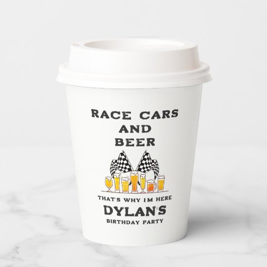 Races Auto & Bier Geruite Vlag Raceday Verjaardag Papieren Bekers (Achterkant)