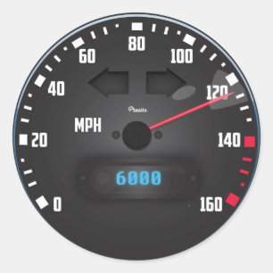 Racesauto snelheidsmeter ronde sticker