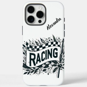 Racevlaggen met florale design iPhone 16 pro max hoesje