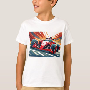 Racewagen met kleurrijke achtergrond t-shirt