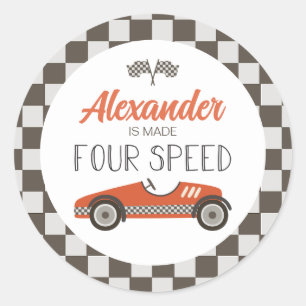  racewagen met vier snelheden, vrijdag ronde sticker