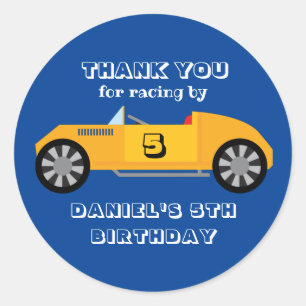  racewagen voor kinderen - Birthday Party Ronde Sticker