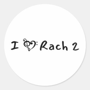 Rach 2 Minimalistische Zwarte Tekst Klassieke Muzi Ronde Sticker