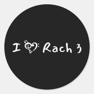 Rach 3 Minimalistische Witte Tekst Klassieke Muzie Ronde Sticker