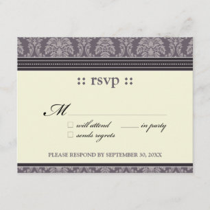 ::rachel: Charming Plum Damask 4,25x5,5-inch respo RSVP Kaartje