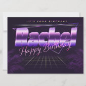 Rachel Name Vorname lila retro Karte Geburtstag Kaart (Voorkant)