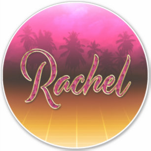 Rachel prénom nom autocollant sticker doré rose