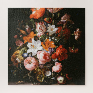Rachel Ruysch - Bloemen in een glazen vaas Legpuzzel