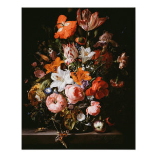 Rachel Ruysch - Bloemen in een glazen vaas Perfect Poster