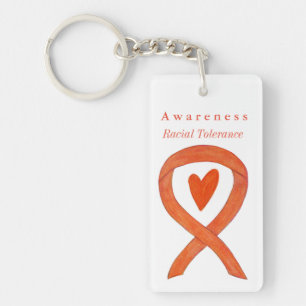 Raciale tolerance Oranje Awareness Ribbon Sleutelh Sleutelhanger