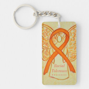 Raciale tolerance Oranje Awareness Ribbon Sleutelh Sleutelhanger