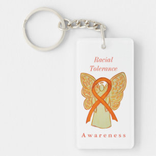 Raciale tolerance Oranje Awareness Ribbon Sleutelh Sleutelhanger