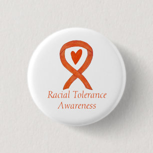 Raciale tolerantie Oranje bewustzijn Ribbon Pin Ronde Button 3,2 Cm