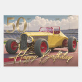 Racing auto Happy 50th Inpakpapier Vel (Voorkant 3)