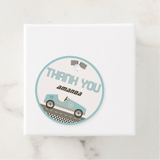 Racing Baby shower Circle Dank u Label (In situ)