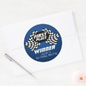 Racing Birthday Checkered Flags 1e plaats Ronde Sticker (Envelop)