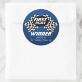 Racing Birthday Checkered Flags 1e plaats Ronde Sticker (Tas)