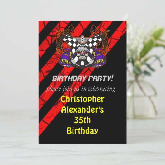 Racing Birthday Party Invitations Kaart (Staand voorkant)