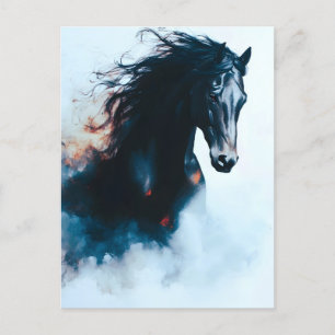 Racing Black Horse Portrait Minimalist Feestdagenkaart